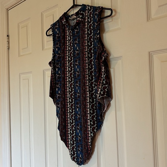 Pink Rose multi  pattern high neck sleeveless blouse Sz M - Picture 7 of 13